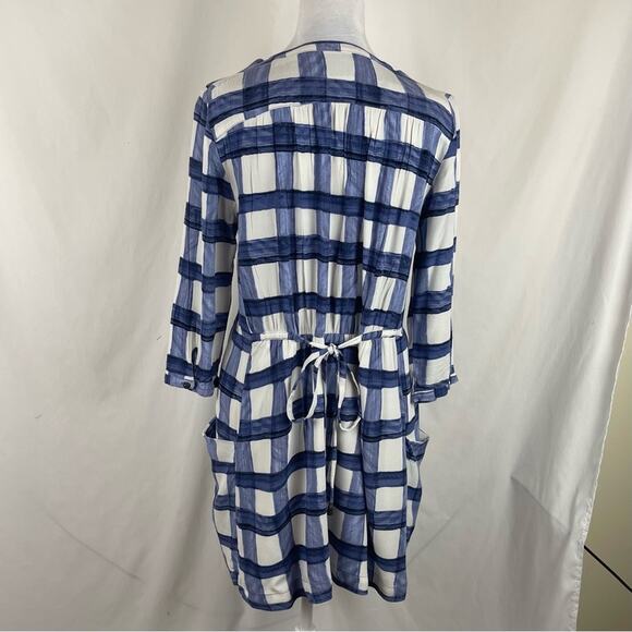 Anthropologie Maeve Blue And White Plaid Cottage Boho Chic Dress NWOT Size M - Picture 5 of 13
